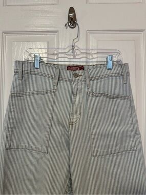 Lucky Brand Women’s Wide Leg Jeans in Light Blue and White Stripe